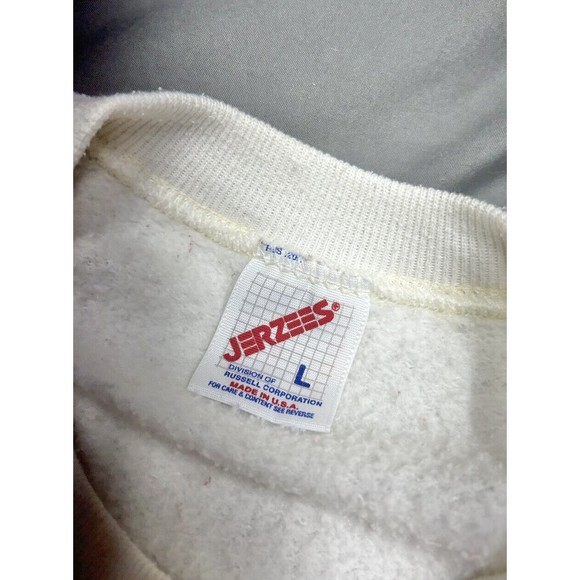 Vintage Raggedy Ann & Andy White Jerzees USA Made Crewneck Sweater Size Large - Picture 5 of 8